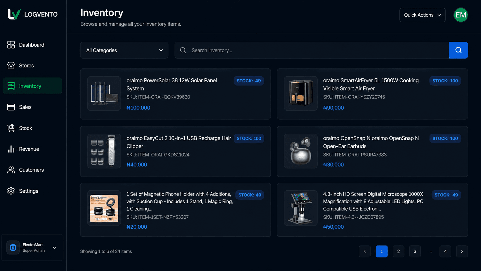 Logvento inventory management